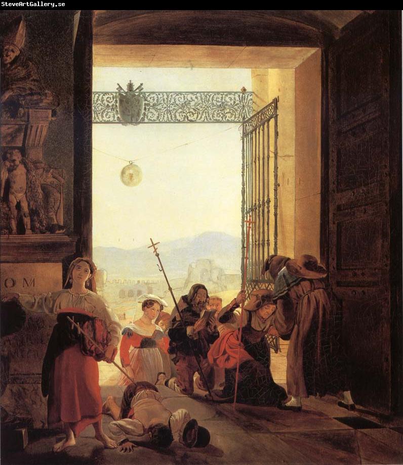Karl Briullov Pilgrims in the Roorway of The Lateran Basilica